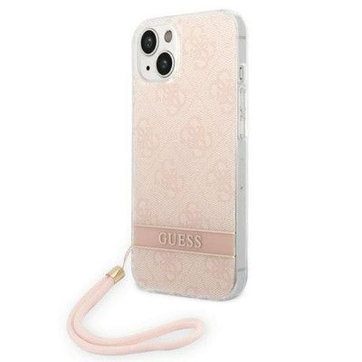 GUESS iPhone 14 Plus Skal Print Strap - Rosa