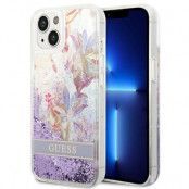 GUESS iPhone 14 Plus Skal Flower Liquid Glitter - Lila