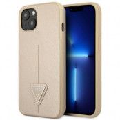 GUESS iPhone 14 Plus Skal Saffiano Triangle Logo - Beige