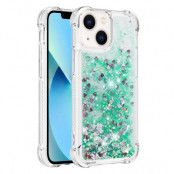 iPhone 14 Plus Skal Liquid Floating Glitter - Grön