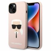 Karl Lagerfeld iPhone 14 Plus Skal Czarny Silicone Karl`s Head - Rosa