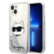 Karl Lagerfeld iPhone 14 Plus Skal Glitter Choupette Head - Silver