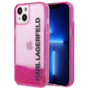 Karl Lagerfeld iPhone 14 Plus Skal Liquid Glitter Logo - Rosa