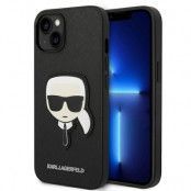 Karl Lagerfeld iPhone 14 Plus Skal Saffiano Karl`s Head Patch - Svart