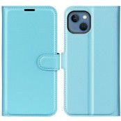 Litchi Flip iPhone 14 Plus Plånboksfodral  - Blå
