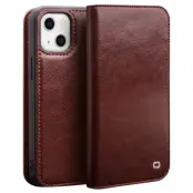 Qialino iPhone 14 Plus Plånboksfodral Äkta Läder Drop Proof