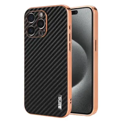 AZNS iPhone 14 Pro Max Fodral Electroplating Carbon Fiber - Svart
