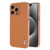 AZNS iPhone 14 Pro Max Fodral - Elektropläterad Kolfiber PU+TPU - Brun
