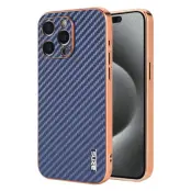 AZNS iPhone 14 Pro Max Fodral - Elektroplätering Kolfiber PU+TPU - Blå