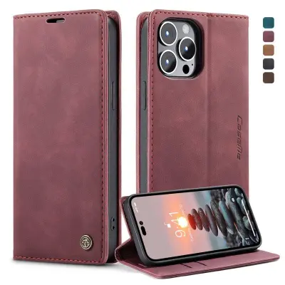 CASEME 013 Flip Plånboksfodral iPhone 14 Pro Max Röd