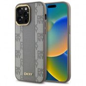 DKNY iPhone 14 Pro Max Mobilskal MagSafe Läder Checkered Mono - Beige