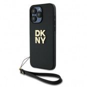 DKNY iPhone 14 Pro Max Mobilskal Wrist Strap Stock Logo - Svart