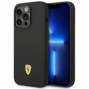 Ferrari iPhone 14 Pro Max Skal Silicone Metal Logo - Svart