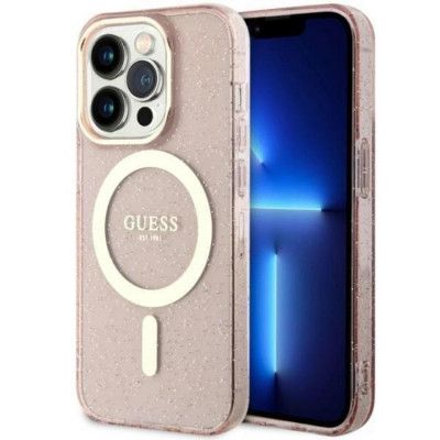 Guess Mobilskal till iPhone 11/XR Magsafe Glitter Guld - Rosa