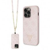 Guess iPhone 14 Pro Max Mobilskal Crossbody Metall Logo - Rosa