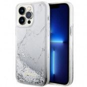 Guess iPhone 14 Pro Max Mobilskal Liquid Glitter Marble - Vit