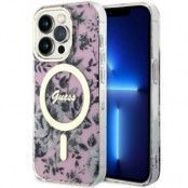 Guess iPhone 14 Pro Max Mobilskal MagSafe Flower - Rosa