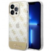 GUESS iPhone 14 Pro Max Skal 4G Pattern Script - Guld