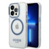 GUESS iPhone 14 Pro Max Skal Magsafe Metal Outline - Blå