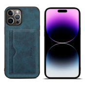 iPhone 14 Pro Max Mobilskal Korthållare Med Stativ - Blå