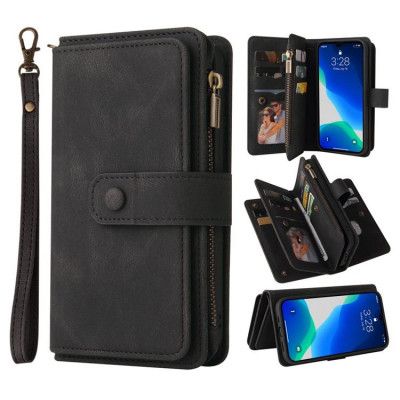 iPhone 14 Pro Max Plånboksfodral KT Zipper - Svart