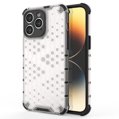 iPhone 14 Pro Max Skal Honeycomb Armored Hybrid - Transparent