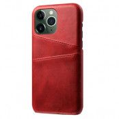 iPhone 14 Pro Max Skal Korthållare PU Läder - Röd