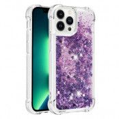 iPhone 14 Pro Max Skal Liquid Floating Glitter - Lila