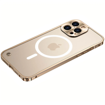 iPhone 14 Pro Max Skal Magsafe Metall Frame - Guld
