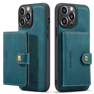 JEEHOOD Mobilskal till iPhone 14 Pro Max Retro Konstläder Grön