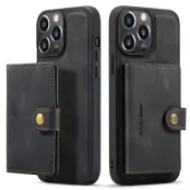 JEEHOOD Mobilskal till iPhone 14 Pro Max Retro Konstläder Svart