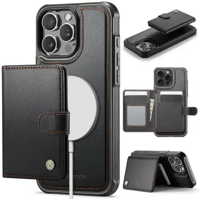 JEEHOOD J09 Mobilskal till iPhone 14 Pro Max RFID Läder Svart