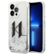 Karl Lagerfeld Glitter Fodral iPhone 14 Pro Max Silver KL-Logo