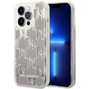 Karl Lagerfeld iPhone 14 Pro Max Skal Liquid Glitter Monogram - Silver