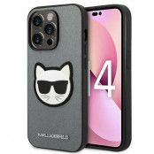 Karl Lagerfeld iPhone 14 Pro Max Skal Saffiano Choupette Head Patch - Silver