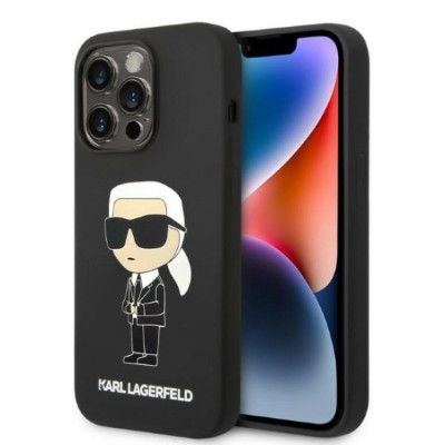 Karl Lagerfeld iPhone 14 Pro Max Skal Silicone Ikonik - Svart