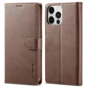 LC.IMEEKE iPhone 14 Pro Max Plånboksfodral Konstläder - Brun