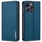 LC.IMEEKE L1 Series iPhone 14 Pro Max Plånboksfodral Konstläder - Blå