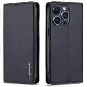 LC.IMEEKE L1 Series iPhone 14 Pro Max Plånboksfodral Konstläder - Svart
