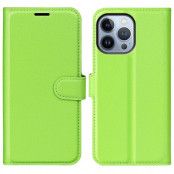 Litchi Flip iPhone 14 Pro Max Plånboksfodral  - Grön