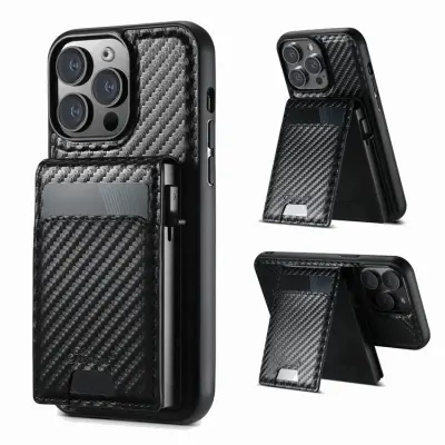 SUTENI iPhone 14 Pro Max Mobilskal Magsafe Korthållare Carbon Fiber