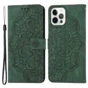 Trolsk Imprint Mandala Flower Wallet (iPhone 14 Pro Max) - Grön