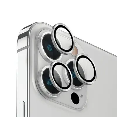 UNIQ iPhone 14 Pro/14 Pro Max Kameralinsskydd Härdat Glas Silver