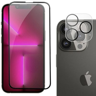 2-i-1 paket till iPhone 14 Pro med skärmskydd i härdat glas och kameralinsskydd