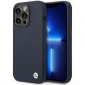 BMW iPhone 14 Pro Mobilskal Magsafe Silicone Metal Logo -Navy