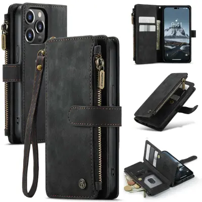 CaseMe C30 Wallet Cover (iPhone 14 Pro) - Svart