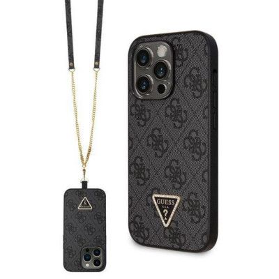 Guess Mobilskal till iPhone 14 Pro Crossbody Metall Logo - Svart