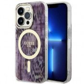 Guess iPhone 14 Pro Mobilskal MagSafe Leopard - Rosa