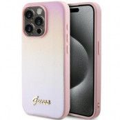 Guess iPhone 14 Pro Mobilskal Saffiano Iridescent Script - Rosa