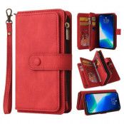 iPhone 14 Pro Plånboksfodral KT Zipper - Röd